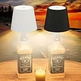 Nulmvic 2 Piezas Lámpara de Botella LED Inalámbrica - 5200mAh Lámpara de Mesa Táctil Recargable - IP54 Resistente al Agua 3 Colores Regulable para Interior Exterior Restaurante Bar (Negro+Blanco)