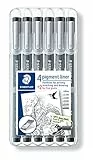 Staedtler 308 SB6P, Rotuladores Fineliner Pigment Liner, Estuche con 6 unidades, Color Negro