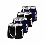 FILA Calzoncillos Hombre Boxer Algodón, Ropa Interior Hombre, Malla Ventilada, Transpirable (Lote de 4)