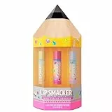 Lip Smacker, Back to School Collection, Pencil Box Lip Balm Trio, Set de 3 Bálsamos Labiales para Niños, Set de Regalo con el Tema de la Vuelta al Cole en una Caja con Forma de Lápiz