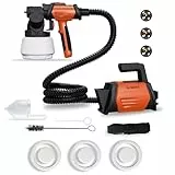 Tilswall HVLP Pistola de Pintura, 800W Pistola Pintura con 1300 ml de Capacidad Extraíble, 4 Boquillas de Latón, 3 Modos, 120 DIN-s Pistola Pintar Electrica para Pintar Armarios, Paredes,Vallas