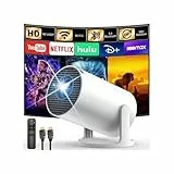 [App integrada] YOTON Mini Proyector 4K 1080P Soporte, Y4 Proyector Portátil con WiFi 6 BT5.4, Auto Keystone 50% Zoom, 180° Rotation Projector Exterior Cine Jardin Compatibile con HDMI/USB/Phone