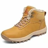 Mishansha Botas Hombre Invierno Botines Mujer Invierno Botas Nieve Cálido Antideslizante Botas Trekking Impermeables Zapatos Nieve Zapatillas Barefoot Senderismo Amarillo,Gr.47