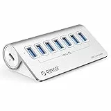 USB C Hub, ORICO USB 3.2 Gen 2 Hub 7 Puertos con Transferencia de Datos de Alta Velocidad de 10 Gbps, Divisor USB C de Aluminio con Cable de 1m para iMac, iMac Pro, Escritorio Todo en uno