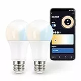 Garza ® Smarthome, Pack 2 Bombillas LED Estandar Inteliegente Wifi E27, luz blanca neutra regulable con cambio de intensidad. Programable, compatible con Amazon Alexa y Google Home, F