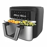 Cecotec Freidora de Aire sin Aceite - 9L Divisible en 2 - Air Fryer Cecofry Dual 9000. 2850W, Dietética y Digital, Panel Táctil, Temperatura Dual y Regulable, 6 Modos, Tecnología PerfectCook