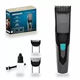 Cecotec Máquina de Cortar la Barba Inalámbrica PrecisionCare Barber. Barbero a Batería con Cuchillas de Acero Inoxidable, Peine de 1 a 10 mm y Otro de 11 a 20 mm, Autonomía 1 hora de Uso