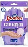 Spontex Guantes para el hogar extra cómodos con forro textil suave, ideales para todos los trabajos de limpieza del hogar, lavables a 30 °C, talla S (6-6, 5), 1 par, color morado, S (1 par)