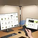 NGTeco Lámpara de escritorio LED 39,3' con 3 barras, brazo ajustable, 24W 1500LM ultra brillante, control remoto, ideal para oficina, trabajo y estudio.