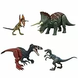 Mattel Jurassic World Pack dinosaurios iniciación 4 figuras de acción articuladas, juguete +4 años (HJJ85)