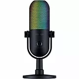 Razer Seiren V3 Chroma - Micrófono USB RGB con pulsación para silenciar (Iluminación Reactiva Para Streaming y juegos, Micrófono de condensador supercardioide) Negro