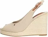 Tommy Hilfiger Alpargatas con cuña Mujer Flag High Slingback con correa de tobillo, Beige (Horseradish), 36