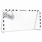 HUDORA Portería de fútbol Stadion - Portería de fútbol para niños y adultos resistente con red de malla fina hogar - Tablero de gol para actividades recreativas y entrenamiento al aire libre