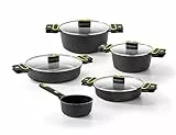BRA Daily Pro Batería 9 Piezas Aluminio Fundido, Antiadherente tricapa, sin PFOA, apta para todo tipo de cocinas e inducción