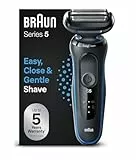 Braun Series 5 Afeitadora Eléctrica Hombre, Máquina de Afeitar Barba EasyClean, Uso En Seco Y En Mojado, Recargable, Inalámbrica, 51-B1000s, Azul