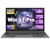Ordenador Portátil Win 11 con 5G WiFi, Portátil 14 Pulgadas 6GB RAM 256GB SSD Expansión SSD 1TB, Bluetooth 4.2 3.0 Transmisión Puerto 1920*1080 FHD Portatiles Buenos & Mini Puerto Multimedia-Gris