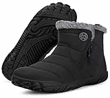 Gaatpot Barefoot Invierno Botas Mujer Botines de Nieve Hombre Cálido Forradas Zapatos Calzado Minimalistas Outdoor Antideslizante Comodo Negro 38
