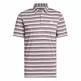Adidas Hombre Mens Two Color Stripe Polo Shirt, Aurora Ruby/White, M