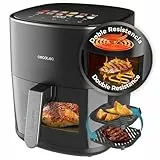 Cecotec Freidora de Aire sin Aceite de 6,5L con Doble Resistencia, Plancha, Grill, Air Fryer Cecofry&Grill Duoheat 6500. 2200W, Dietética y Digital, Ventana, Temperatura Regulable 40-200°C, 12 Menús