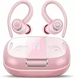 Auriculares Inalambricos Deportivos,48H Auriculares Bluetooth 5.3 HiFi Estéreo, con Reducción de Ruido CVC8.0,Cascos Inalambricos Bluetooth con Gancho, IPX7 Impermeable Running Auriculares, Rosa