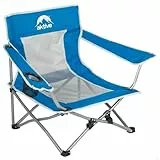 AKTIVE Silla Plegable, 49x46x60 cm, Azul, Asiento bajo, Posavasos, Topes antivuelco, Soporta 110 kg, Estructura Acero, Tejido poliéster, Asa Hombro, Plegado acordeón, Sillas Plegables (63061)