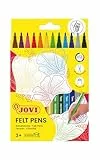 Jovi - FELT PEN, Rotulador de trazo fino, punta fina, estuche de 12 colores, punta de 2 mm