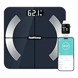 Báscula Grasa Corporal Báscula de Baño Wireless Báscula Baño Digital Analizar Más de 13 Funciones, Monitores de Composición Corporal Máximo 180kg para Andriod y ios, Vidrio templado, Negro