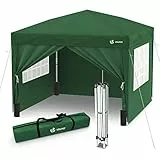 VOUNOT® Carpa Plegable Gazebo 3x3m con 4 Paredes y 4 Bolsas de Arena, Cenador Pabellón de Jardín para Camping, Fiestas, Exterior, Color Verde