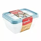 keeeper Set de 3 recipientes para congelación, Tapa con etiqueta reutilizable, 3 x 1,25 L, 20,5 x 15,5 x 6,5 cm, Mia Magic Ice, Azul Nordic