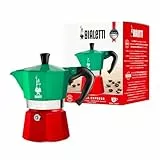 Bialetti - Moka Express Italian Collection: Icónica Cafetera Italiana para Espresso, Auténtico Café Italiano, 3 Tazas (130 ml), Aluminio, Color Verde/Rojo