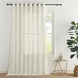 PONY DANCE Cortinas Salon de Lino, Visillos Semi Translucidas de 3 Metros para Dormitorio/Comedor/Balcón con Ojales 1 Panel,300x260cm,Natural