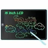 Coolzon Tableta de Escritura Color LCD 15 Pulgadas, Pizarra Digital Infantil, Portátil Tableta Gráfica Dibujo Borrable para niños y Adultos con Botón de Bloqueo para Hogar Escuela Oficina, Azul claro