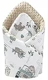 Medi Partners Saco de Dormir recién Nacido Minky 100% Algodón 75x75cm Todo el año Croissant para niños Multifuncional Antialérgico (Menta Zoo con Minky Beige)