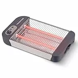 Grunkel - Tostadora de pan plana para 4 rebanadas de 600w con 6 niveles de temporizador y señal acústica de finalización. Incluye bandeja recogemigas extraíble (Básico)