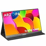 ARZOPA S1 Table Monitor Portátil Full HD de 15,6' y 1920x1080 Píxeles, Pantalla Móvil Externa IPS con HDMI/Tipo-C/USB-C para Portátil/PC/Mac/PS4/Xbox