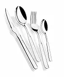 MONIX Milan Set de cubiertos de 24 piezas con cuchillo chuletero, acero inoxidable 18/10, diseño contemporaneo, acabado pulido brillante, espesor 2 mm (6 comensales)
