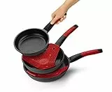 BRA Premiere Set de 3 sartenes, aluminio fundido antiadherente, aptas para todo tipo de cocinas, incluido inducción, Color Negro Con Silicona Roja, 18|22|26 cm