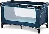 hauck Cuna de Viaje Bebé Dream N Play Plus | Parque Infantil para Niños desde Nacimiento hasta 15 kg - Plegable y Compacta - con Bolsa de Transporte y Base Plegable - 120x60 cm - Navy/Turquesa