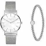 Liebeskind LS-0092-MQB, Juego de reloj y pulsera de abalorios Mujer, Plata