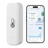 Termómetro e higrómetro smart, sensor de temperatura y humedad en interiores con modos duales de WiFi y Bluetooth, monitor de temperatura ambiente con app, almacenamiento de datos para el hogar. 1PCS