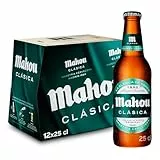 Mahou Clásica, Pack 12 Botellas x 25cl, Cerveza Dorada Lager, Auténtica Cerveza Mahou Con Sabor Suave, Refrescante y Con Espuma Consistente, 4.8% Vol. Alcohol