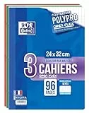 Oxford Juego de 3 cuadernos OpenFlex de 24 x 32 cm, grandes, 96 hojas cuadriculadas, tapa de polipropileno, 90 g, colores surtidos