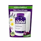 ZzzQuil Sueño, Gummies de Melatonina para Dormir, con Valeriana, Camomila, Vitamina B6 y Lavanda, Ayuda a Dormir Rápidamente*, Sabor Frutos del Bosque, Nueva Fórmula Vegana, 72 Gummies