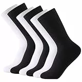 Balseti Calcetines Media Caña Deporte Hombre, Mujer. Calcetines Finos Verano para Trabajo. 85% Algodón. Pack 6 Pares Deportivos, Casuales, Transpirables para Chico, Chica. Talla 43-47 - Blanco, Negro