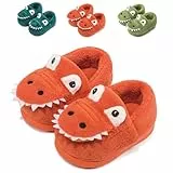 Fadezar Zapatillas De Estar por Casa para Niñas Niños Invierno Pantuflas Animales Antideslizantes Cálido Slippers 18 Naranja EU 28/29 (Tamaño de la Etiqueta 190)