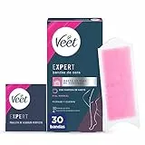 Veet Expert Bandas de Cera Fría Depilatoria para Depilación de Piernas y Cuerpo, con Manteca de Karité, 30 tiras