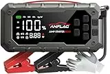 ANFLAG - Paquete de energía de arranque con compresor de aire, 8000 A 160 PSI, caja de arranque de batería de coche (todos los gases/14 L diesel), cargador PD de 65 W y salida de 95 W, guantes, luces