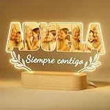 iDIY Luz Nocturna Personalizada para Abuela - Regalo para Día de los Abuelos, Cumpleaños, Navidad - Lámpara LED con Foto y Texto Grabados