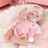JONRRYIN Bebe Reborn con Sensor de Gravedad, 43cm Muñecos Bebes Nina, Baby Reborn Que Llora, Ríe y Respira, Ideal para Niños Desde 3 4 5 6 7 8 Años (Rosa)