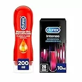 Durex Pack Gel Lubricante Massage Sensual 200ml + Gel Intense Orgasmic 10 ml, Pack Ahorro